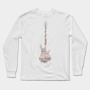 Bass Guitar Silhouette Word Cloud for Bassist Bass Player Long Sleeve T-Shirt